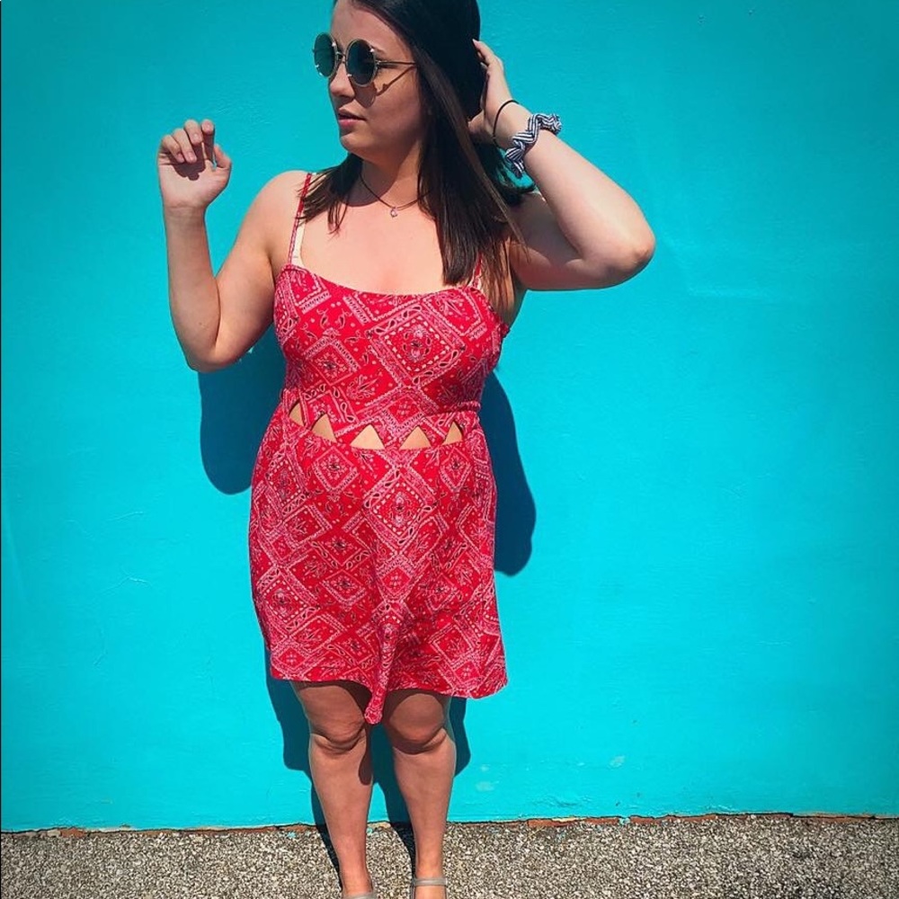 Red bandana print dress